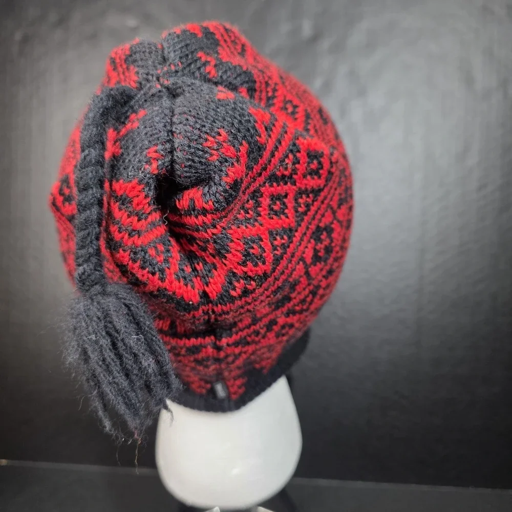 Smiley Brand Youth Size Black Red Aviator Style Winter Hat, Tassels  Big Kids OS